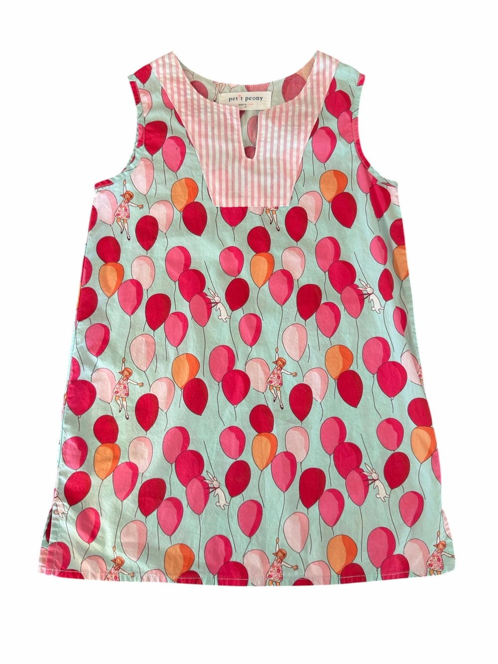 Petit Peony Girls' Mint Balloon Print Casual Dress - Pink/Coral size 5